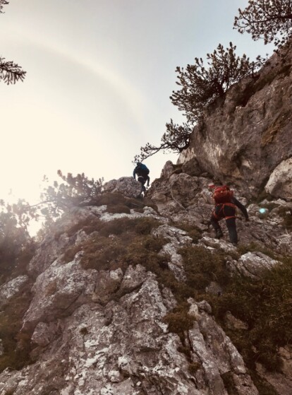 Outville Wanderung Kofel_Felsaufschwung kurz unterhalb des Gipfels